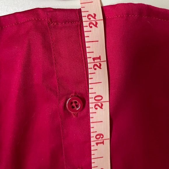 Fitted Red Button Down Top with Ruffles - Picture 6 of 11